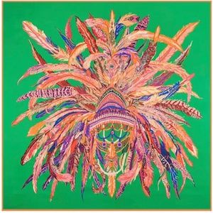 NWT 100% PURE SILK PRINT SQUARE SCARF BIG STOLEN SHAWL